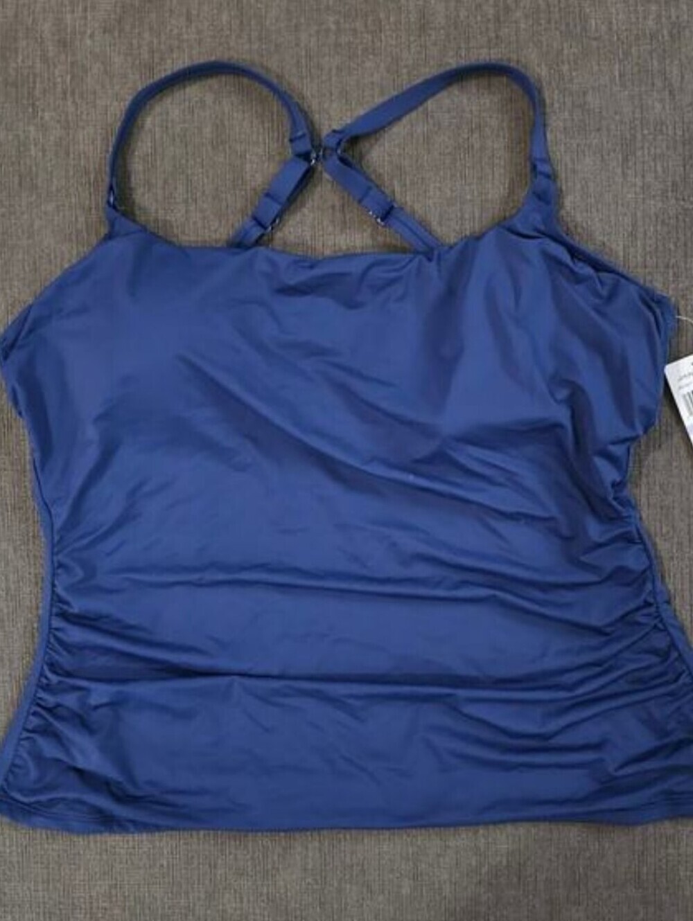 NWT Jantzen Blue Over Shoulder Strapes Tankini Swimwear Swim Top Size 18